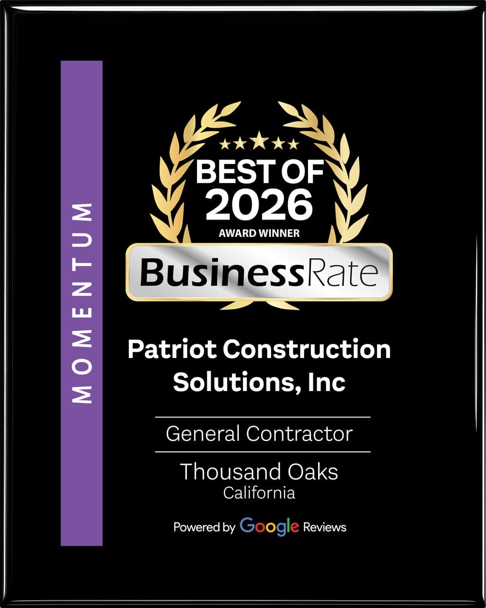Patriot Construction Solutions Best of 2026 Award Winner plaque